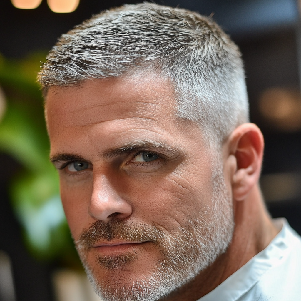 Short silver men's haircut